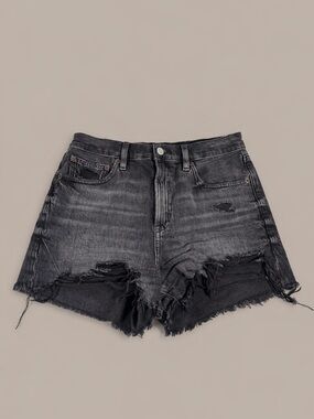 American Eagle High Rise Distressed Denim Shorts | Gray Stretch Cutoffs